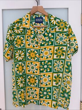 Big Bud Press NWOT - Men’s Green & Yellow Patterned Short-Sleeve Shirt